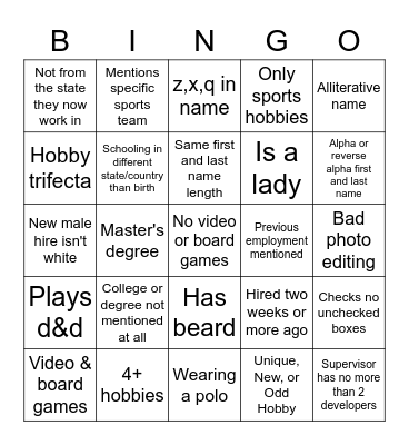 New Associate Bingo Mk XI Bingo Card