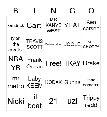 Artist that will drop Bingo Card