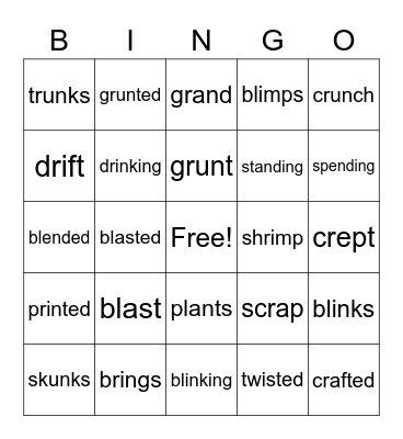 UNIT 10 Bingo Card