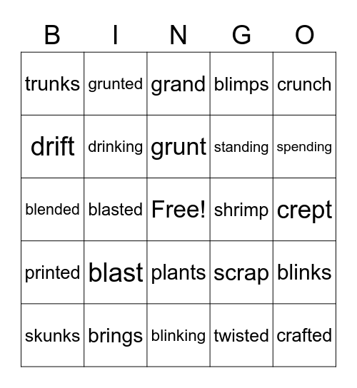 UNIT 10 Bingo Card