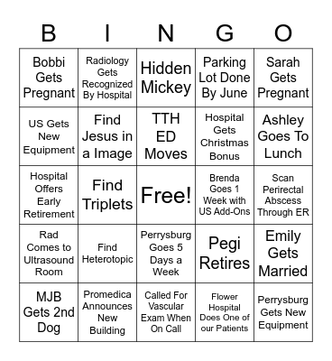 2023 Ultrasound Bingo! Bingo Card