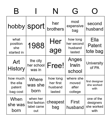 Tory Burch Bingo Card