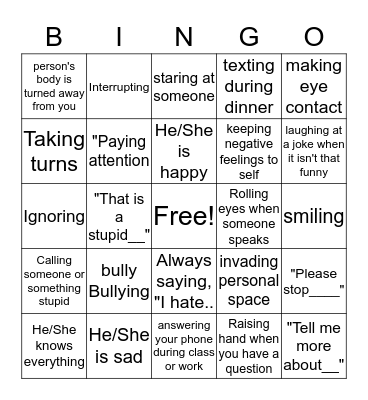 PERSPECTIVE BINGO Card