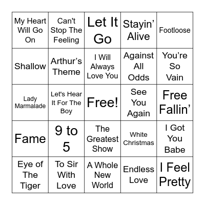 Music From Movies Bingo Card