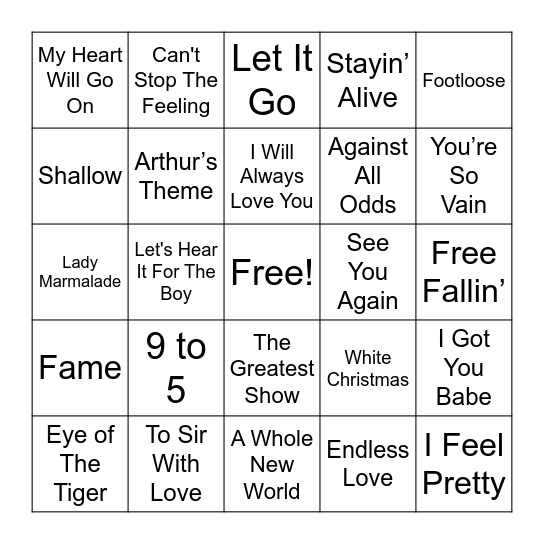 Music From Movies Bingo Card
