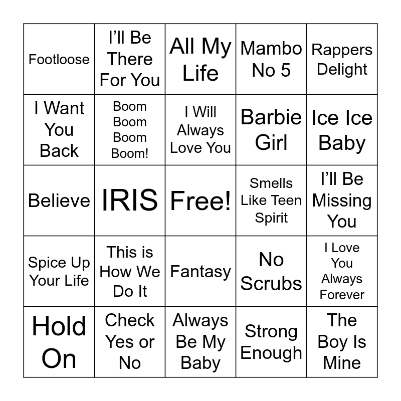 90-s-hits-bingo-card