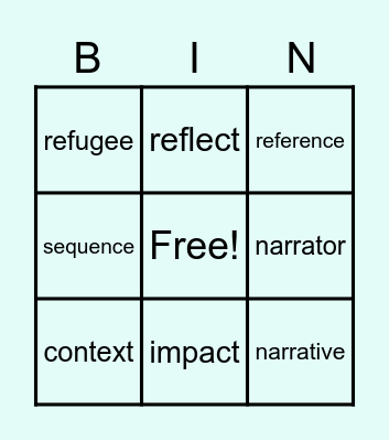 Vocabulary Bingo Card