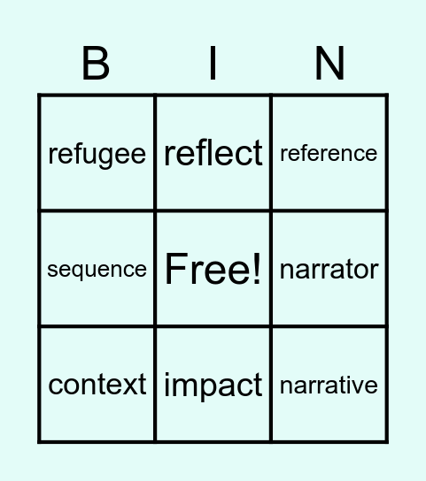 Vocabulary Bingo Card