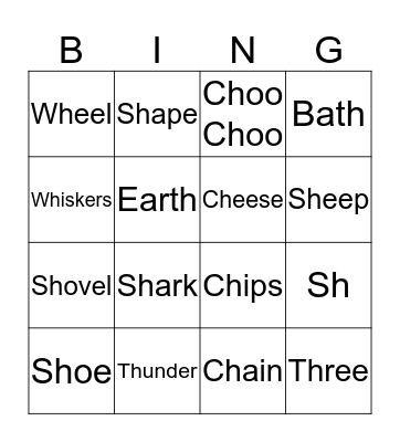 Diagraphs Bingo Card