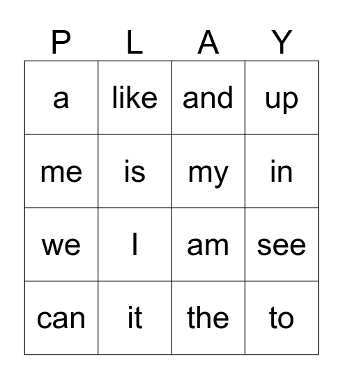 Red and Orange Words Bingo Card