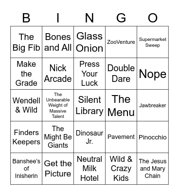 January 11th - Round 1 Bingo Card