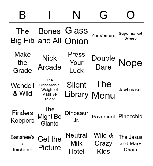 January 11th - Round 1 Bingo Card