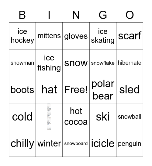 Winter bingo Card