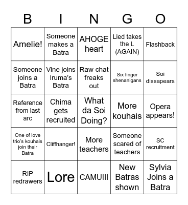 Batra party Bingo! Bingo Card