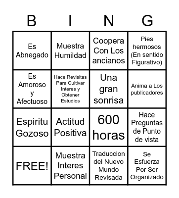 Bingo Para Fiesta de Precursores Regulares Bingo Card