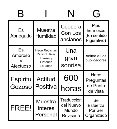 Bingo Para Fiesta de Precursores Regulares Bingo Card