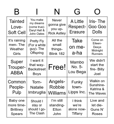 80's-90's Round Bingo Card