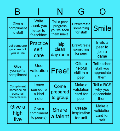National Compliment Day Bingo Card