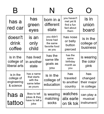 Find someone who... Bingo Card