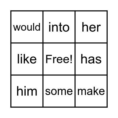 Most Common Words List #7 Bingo Card
