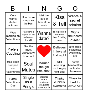 Valentine's Day Bingo Card