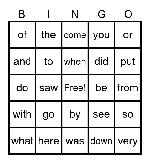 RED WORDS Bingo Card