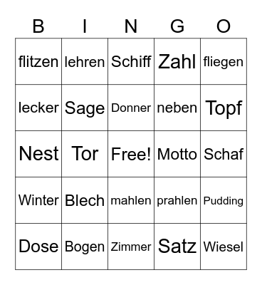 Lange und kurze Vokale Bingo Card