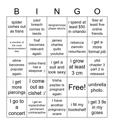 flynns 2023 bingo Card