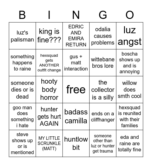for the future <3 Bingo Card
