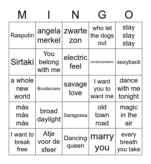 Let's play MINGO Bingo Card