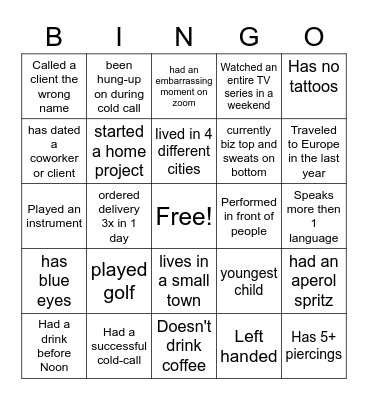 Bingo 1 Bingo Card