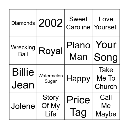 KARAOKE FAVORITES Bingo Card