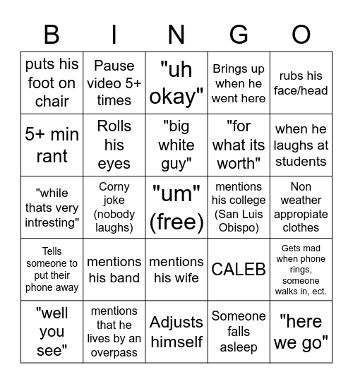 sutter bingo Card