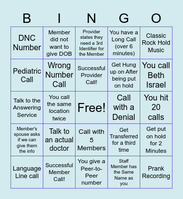 Training Bingo! Bingo Card