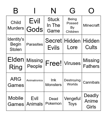 Matpat Theorys Bingo Card