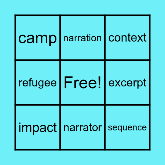 Vocabulary Bingo Card