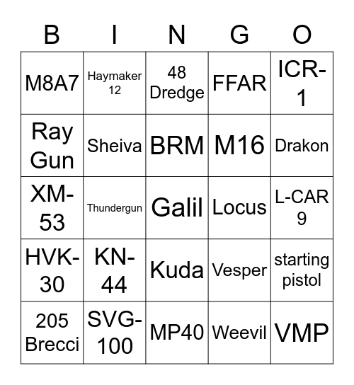 bo3 kino pap Bingo Card