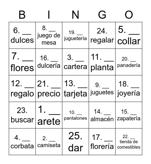 Capítulo 9: Primer paso Bingo Card