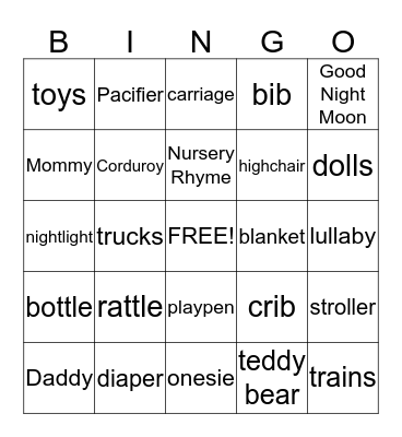 Baby Bingo Card