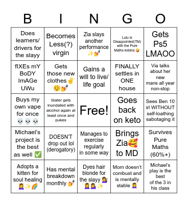 2023 Bingo 💅✨✌️😳🤫 Bingo Card