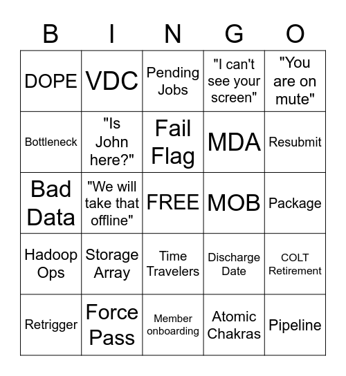 BDP Bingo Card