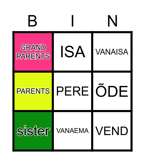 Family! Bingo Card