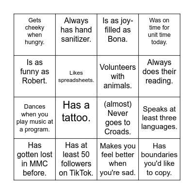 Find someone who... Bingo Card