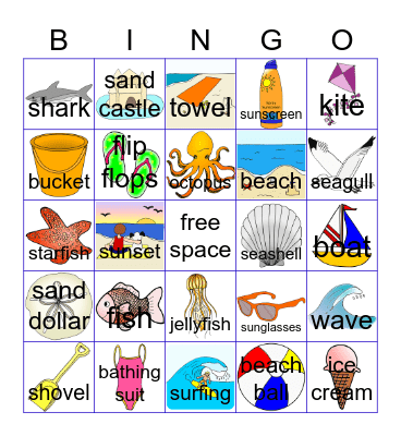 Beach Bingo Card