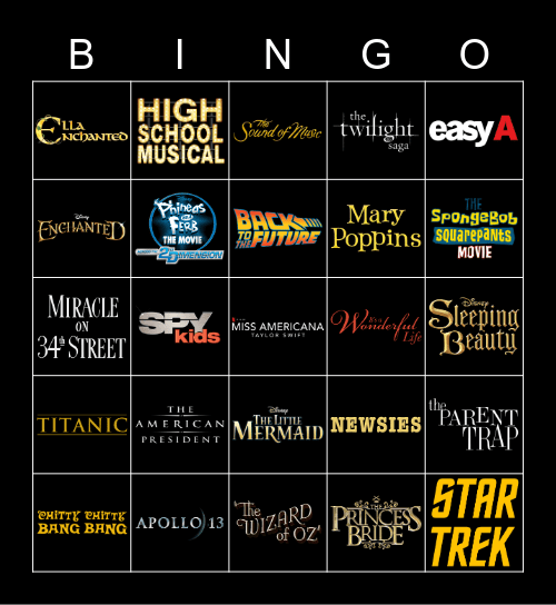 sweetrevelation movie bingo Card