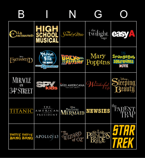 sweetrevelation movie bingo Card