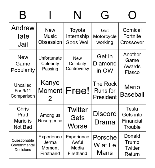 2023 Bingo Card