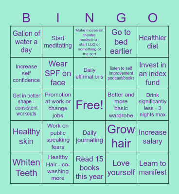 2023 Resolutions Bingo Card