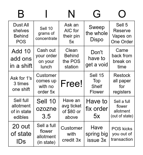 Reggie Bingo Card