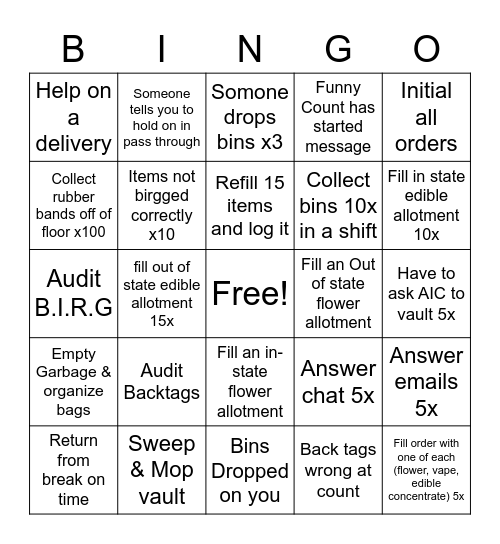 Vault Dweller Bingo Card